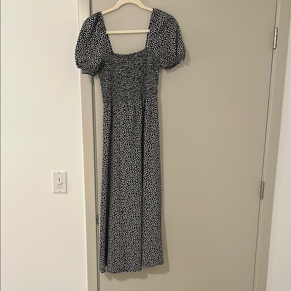 French Connection Blue and White Puff Sleeve Sundress